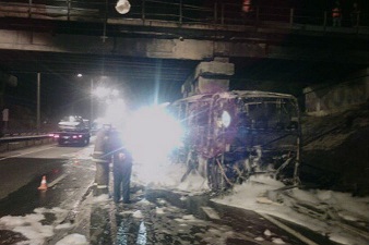 Автобус «МАН»  врезался в опору моста.