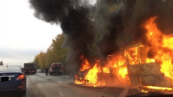 Сгорел рейсовый автобус